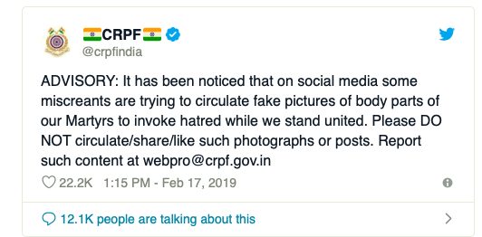 Stop  spreading hatred CRPF cautions people against fake pictures