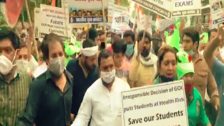 Opposition voice “Stop  NEET JEE during pandemic”  slogans reach streets