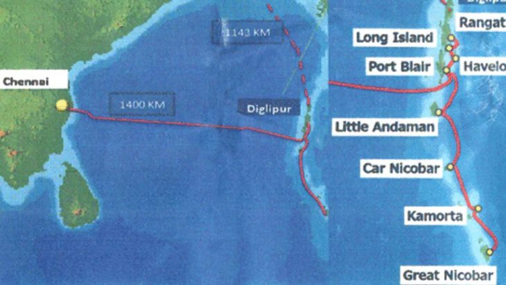 2300 Kms  Submarine optical fibre cable Costing 1224 Cr Rs connecting Chennai and Port Blair dedicated to nation