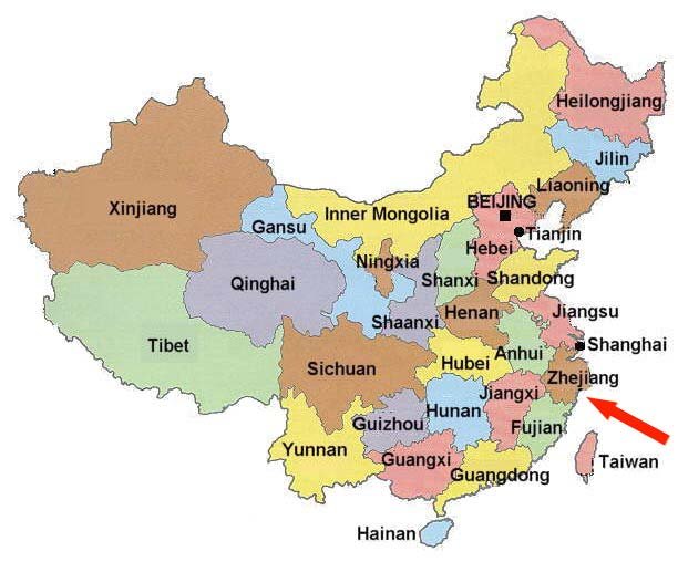 Map of China Zhejiang Province splco