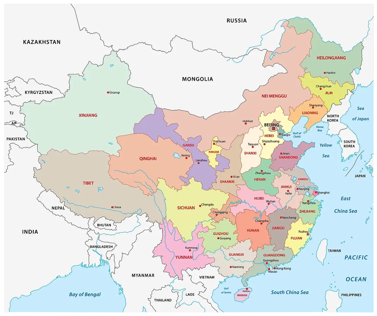 provinces of china map